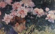 John Russell Rhododendrons and head of a woman Sweden oil painting artist